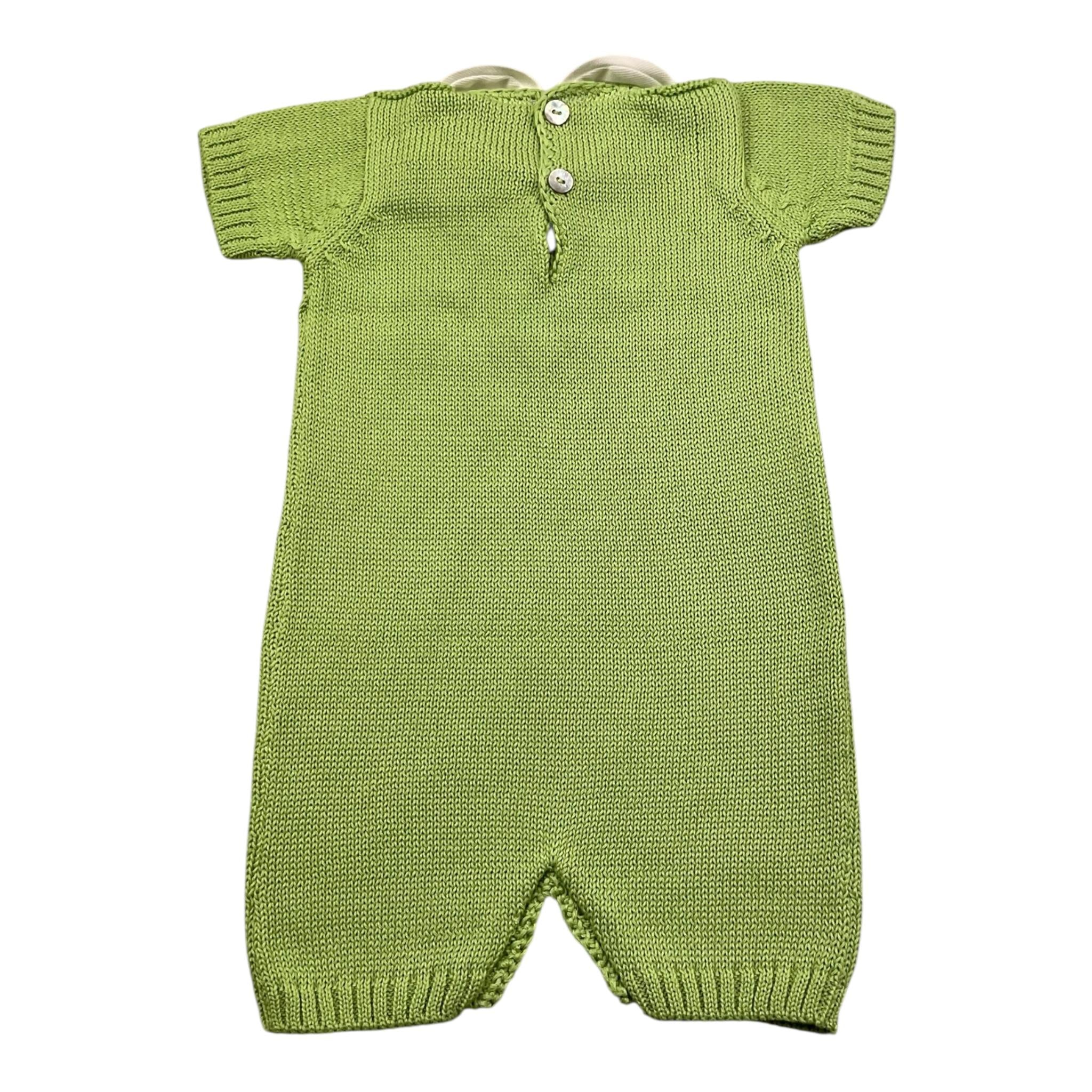 Gughelino Pagliaccetto In Filo Tinta Unita con Colletto In Contrasto per Neonata 3041 VERDE GUGHELINO 