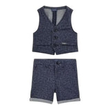 Guess Completo 2 Pezzi Gilet-Bermuda Tinta Unita per Bambino I4RG24KC3H0J BLU GUESS 