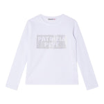 Patrizia Pepe Shirt Girocollo Tinta Unita con Brillantini per Bambina 7M0828 BIANCO PATRIZIA PEPE 