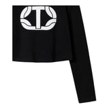 TWINSET shirt girocollo tinta unita con stampa Nero per Bambina 242GJ2032XX NERO TWINSET 