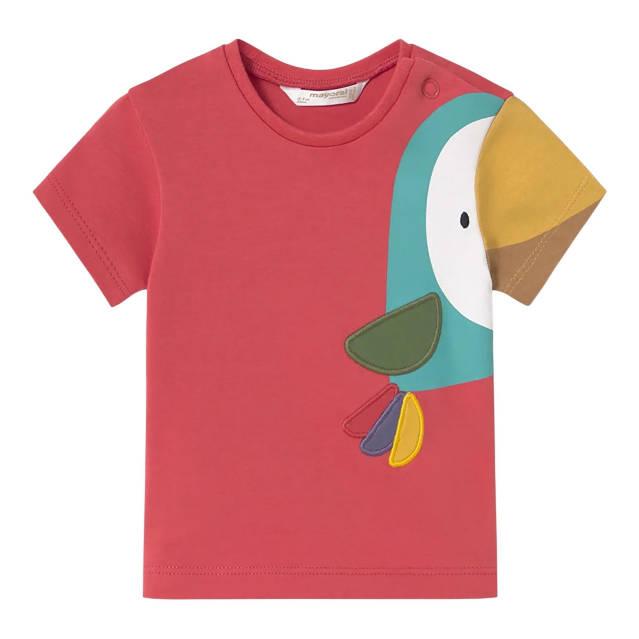 Mayoral T-Shirt Girocollo tinta unita con Stampa In Contrasto Rosso per Neonato 10377 ROSSO MAYORAL 