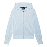 Juicy Couture Felpa In Camoscio Tinta Unita con Cappuccio Azzurro per Bambina