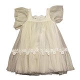 Abel & Lula Abito Mezza Manica Tinta Unita con Tulle per Bambina 5003 PANNA ABEL & LULA 