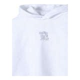 Calvin Klein Felpa Chiusa Modello Crop con Cappuccio e Stampa Glitterata Bianco per Bambina