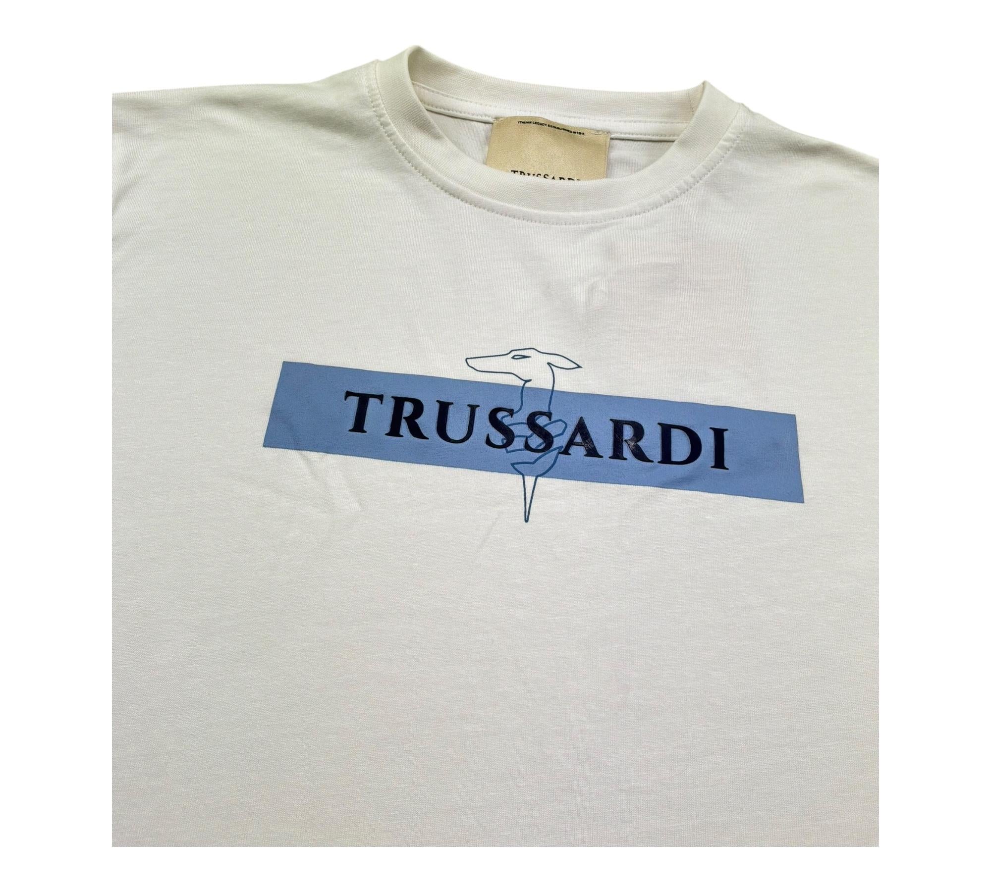Trussardi T-Shirt Girocollo Tinta Unita con Stampa per Bambino TBP26108TS BIANCO TRUSSARDI 