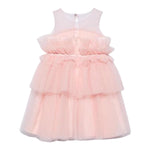 Abel & Lula Abito Tinta Unita Giromanica con Tulle per Bambina 5036 ROSA ABEL & LULA 