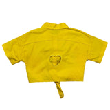 M+E' Camicia Mezza Manica Tinta Unita con Traforo Posteriore Giallo per Bambina