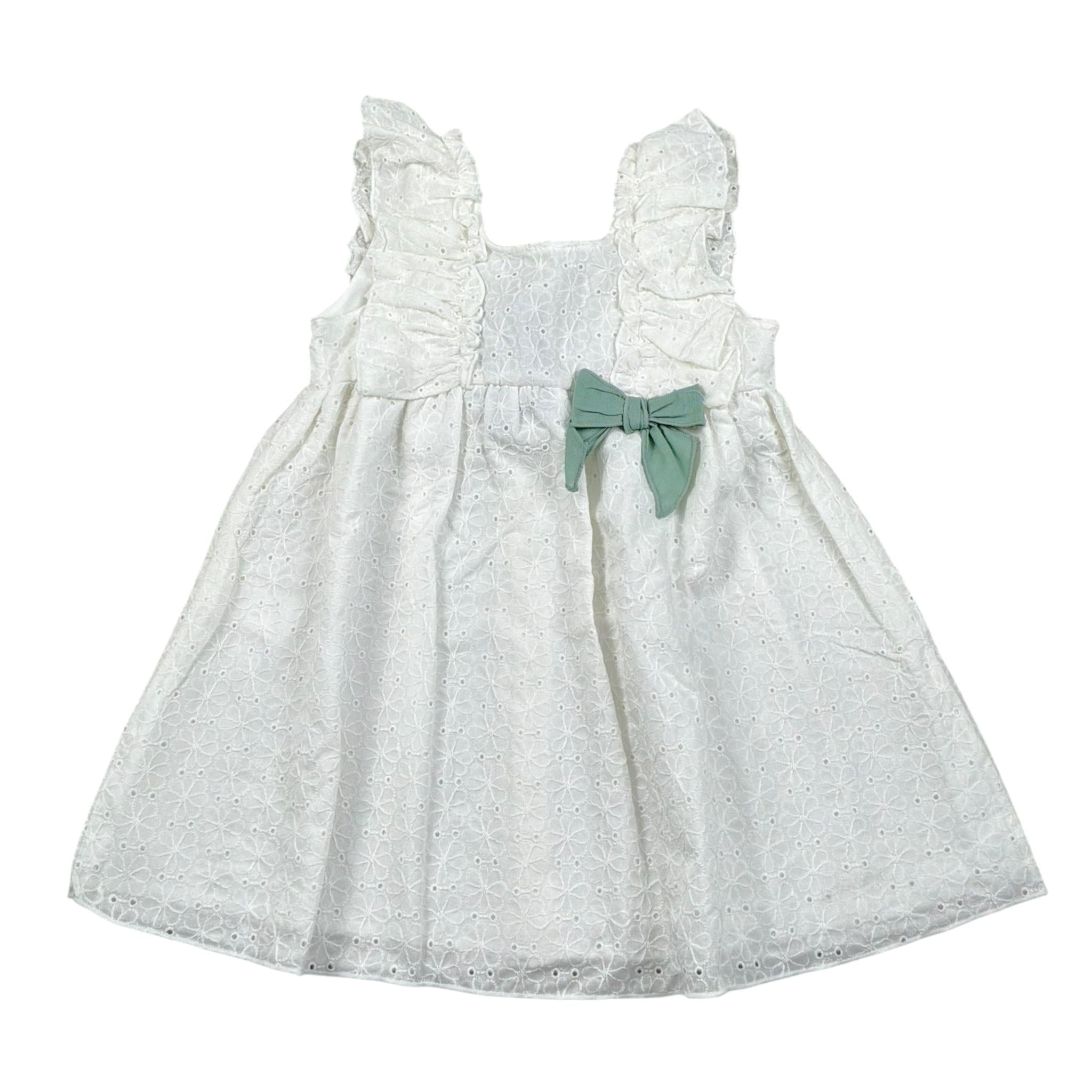 Calamaro Abito Tinta Unita con Ricami per Bambina 21260 BIANCO CALAMARO 