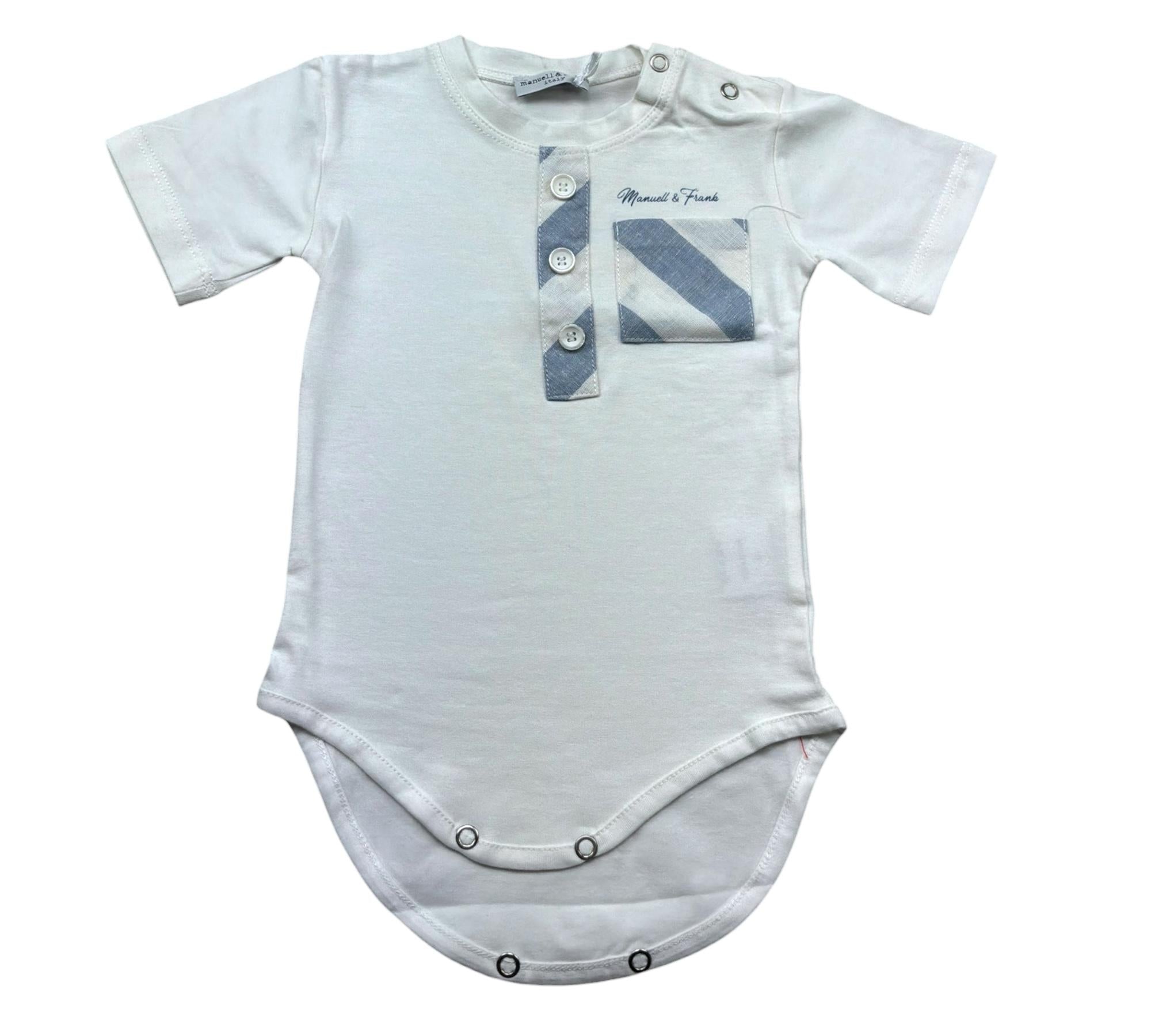 Manuel & Frank Body Mezza Manica Tinta Unita per Neonato MF7223I PANNA MANUEL & FRANK 