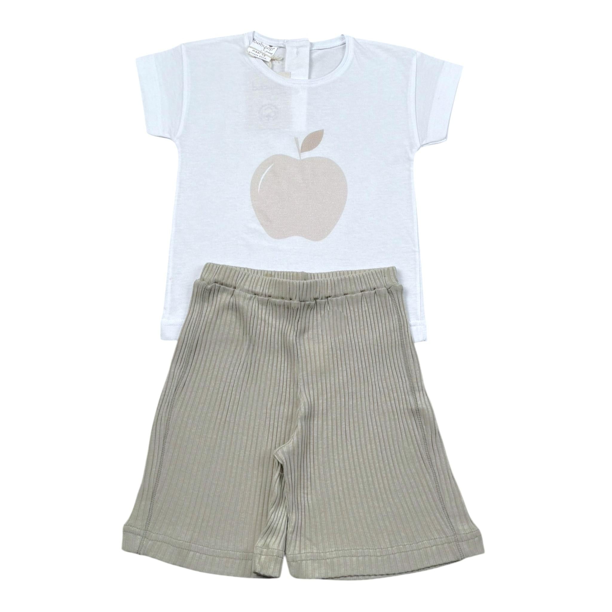 Babyvip Completo 2 Pezzi T-Shirt-Short Bicolore per Neonata T7217 BIANCO BABYVIP 
