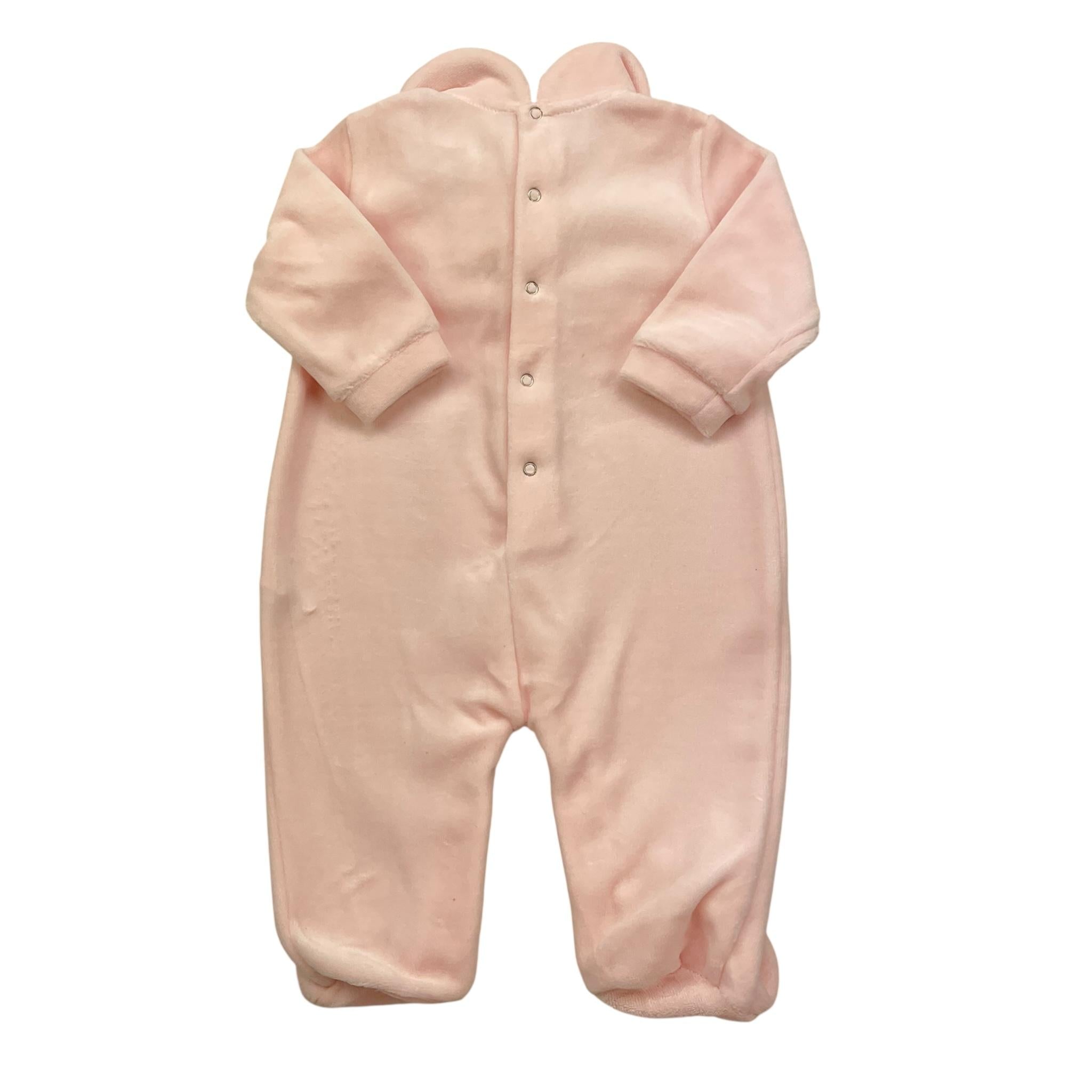 STORY LORIS tutina tinta unita in ciniglia con fiocco Rosa per Neonata 56453 ROSA STORY LORIS 