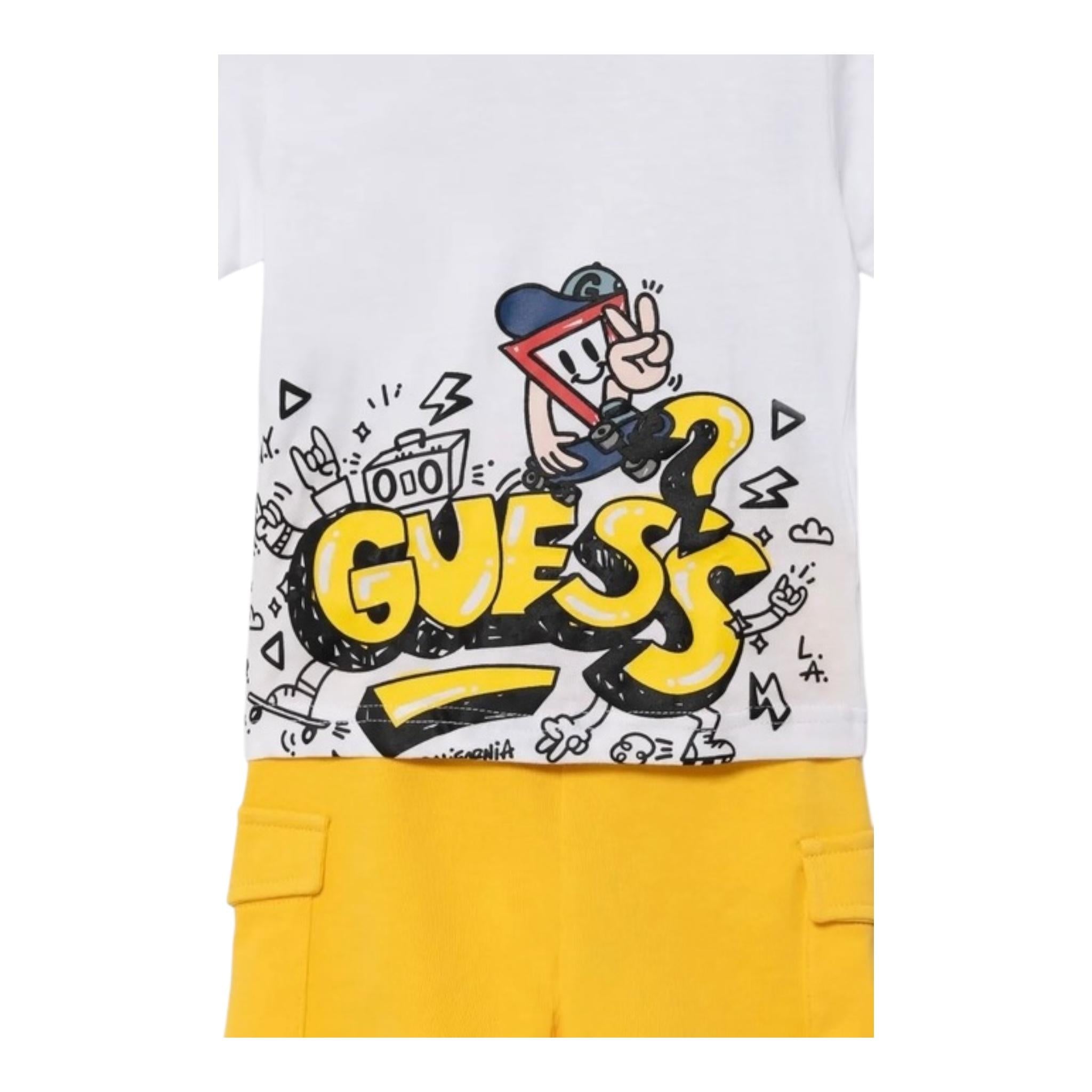 Guess Completo 2 Pezzi T-Shirt -Bermuda per Neonato I5RG06K8H BIANCO GUESS 