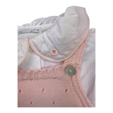 Barcellino Completo 2 Pezi Camicia-Pagliaccetto Bicolore Bianco/Rosa per Neonata