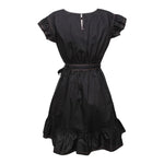 Monnalisa Abito Tinta Unita con Cuciture In Contrasto per Bambina 417907 NERO MONNALISA 