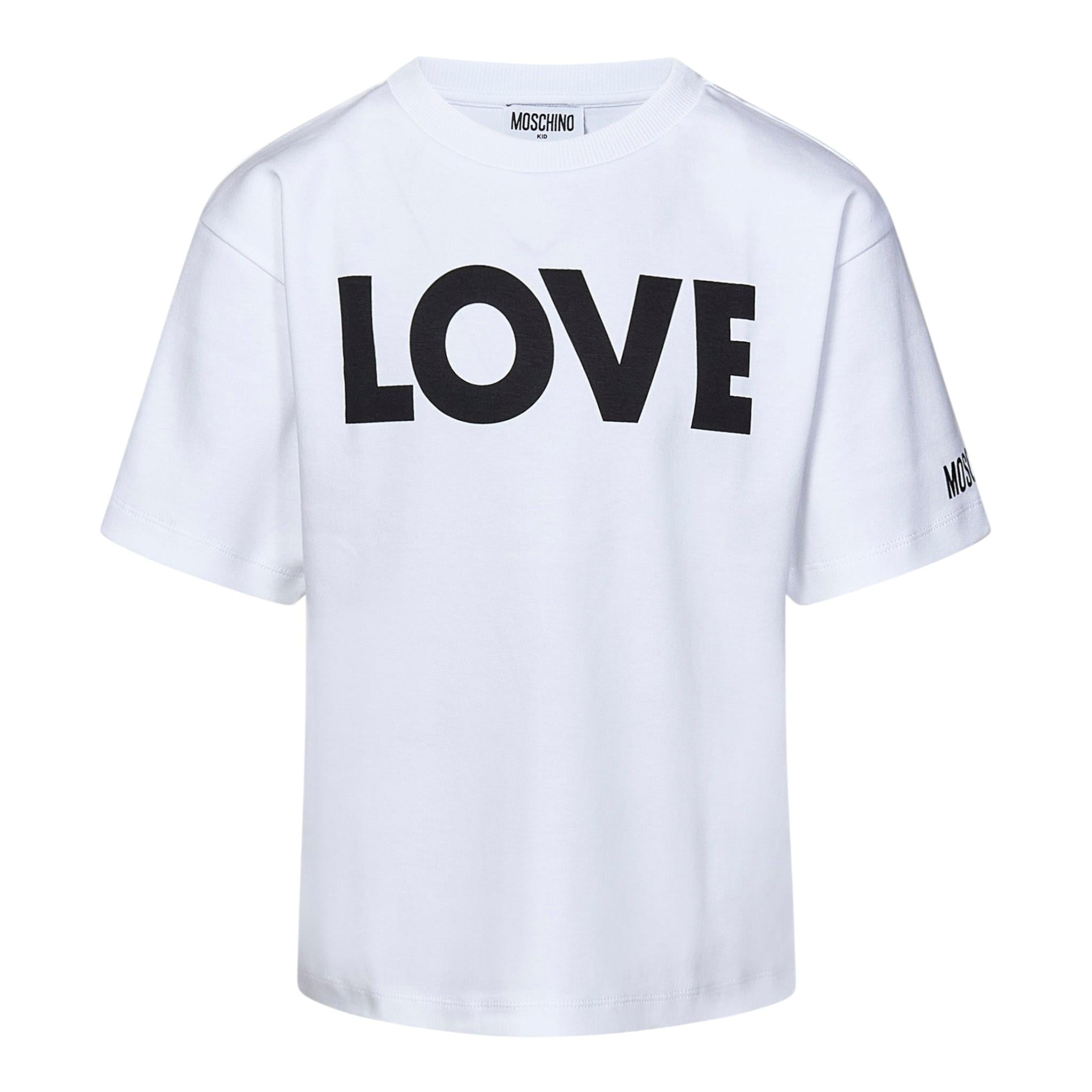 MOSCHINO t-shirt girocollo tinta unita con stampa Bianco per Bambina HDM06H BIANCO MOSCHINO 