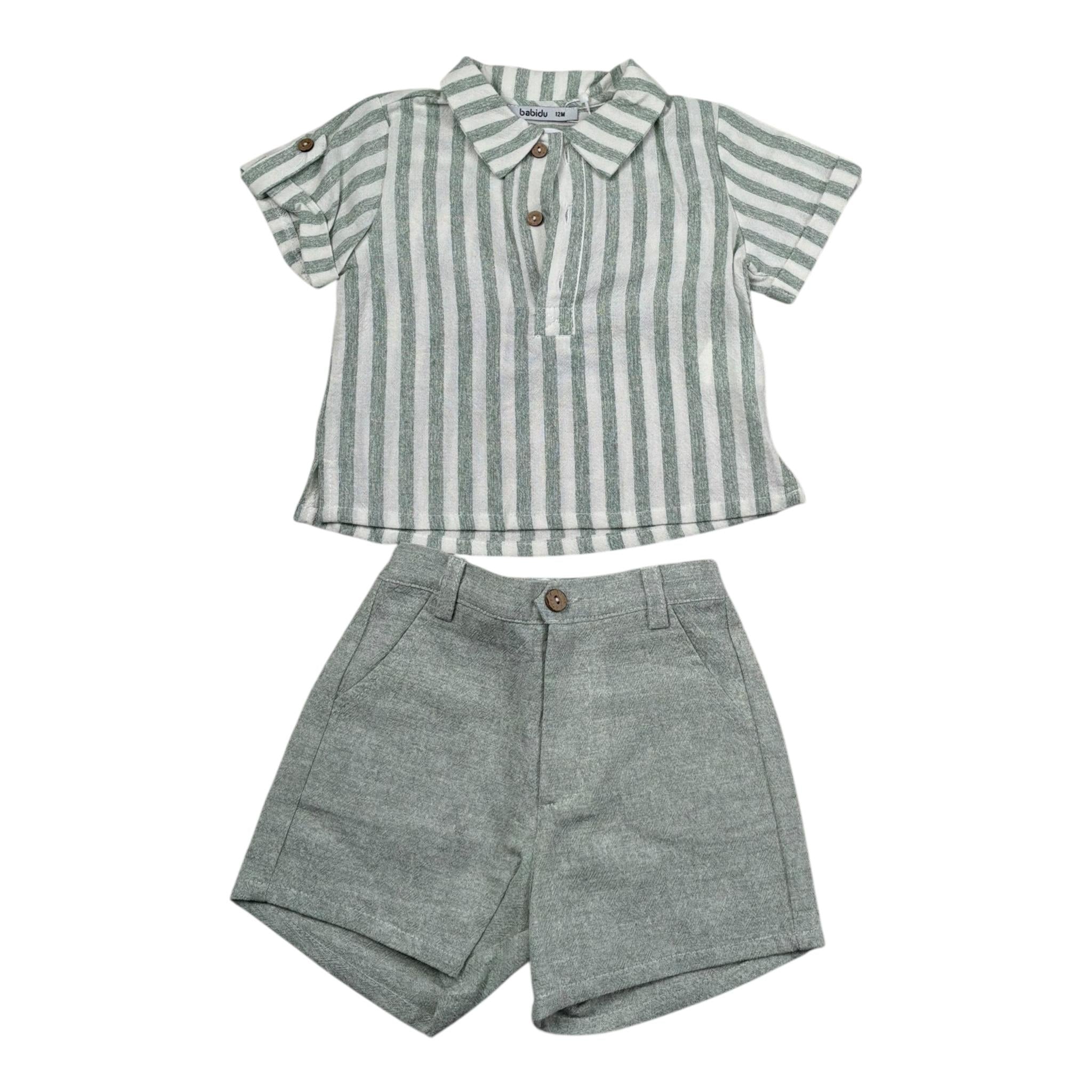 Babidu Completo 2 Pezzi Camicia-Bermuda per Neonato 40409N VERDE BABIDU 