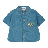 Moschino Camicia In Denim Tinta Unita Mezza Manica per Neonato MUC01FX BLU MOSCHINO 