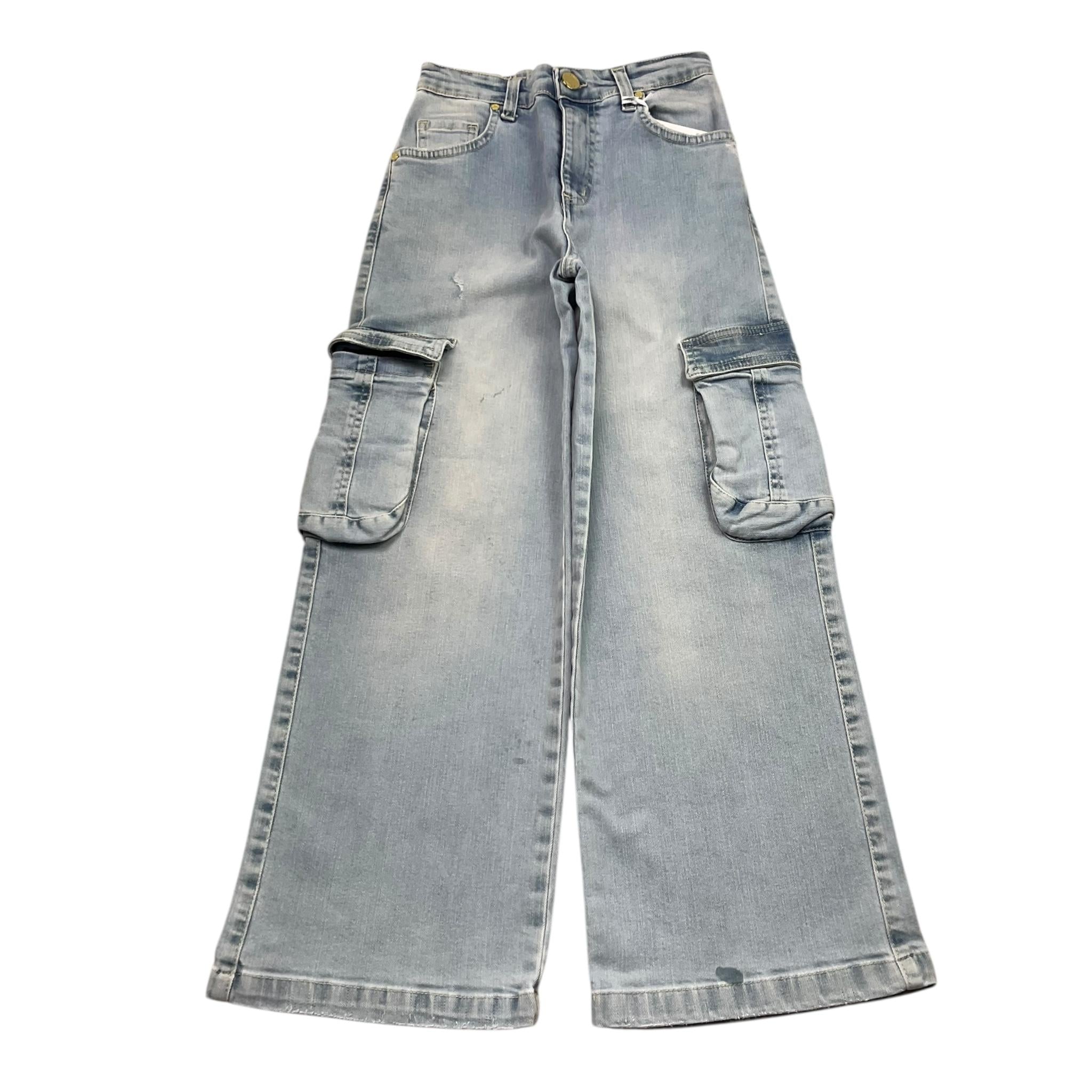 Lu Lu By Miss Grant Jeans Modello Cargo Tinta Unita per Bambina LL3374 AZZURRO LU LU BY MISS GRANT 