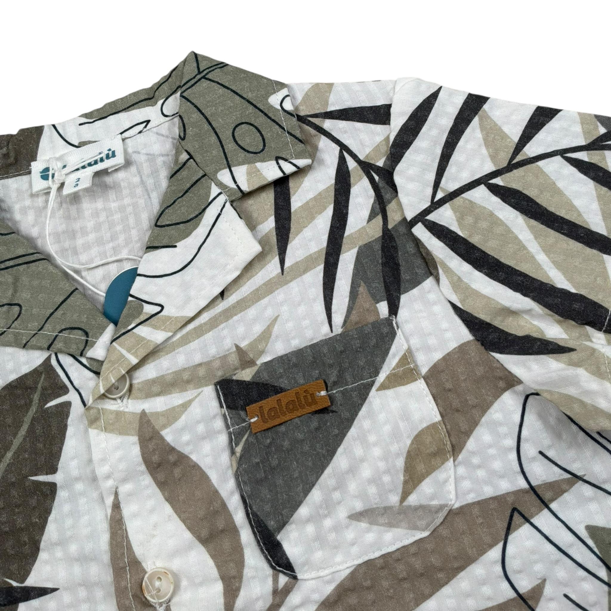 Lalalu' Camicia tinta unita Mezza Manica con Fantasia Bianco per Bambino CML350PBXJ BIANCO LALALU' 