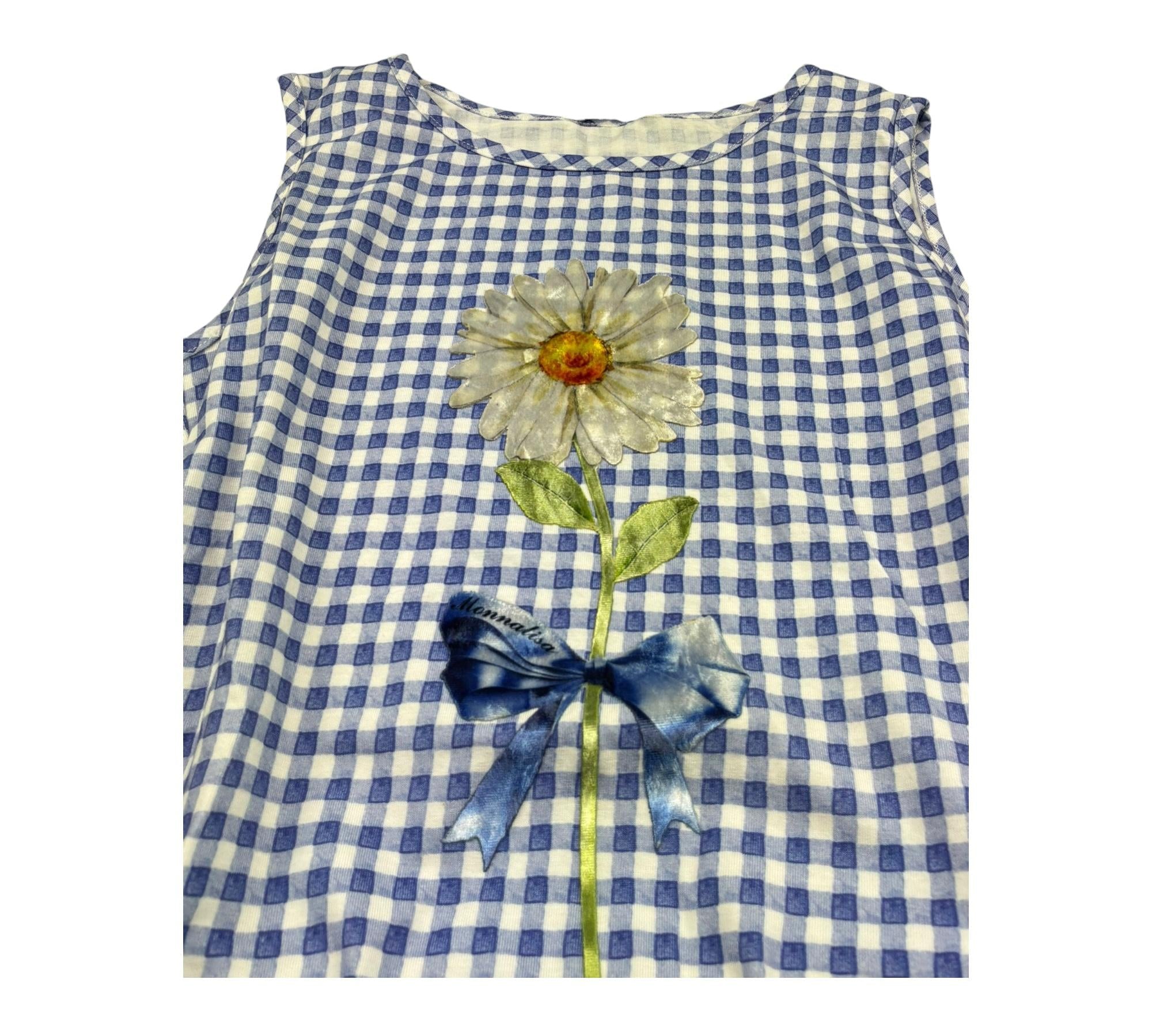 Monnalisa Canotta Fantasia Quadretti per Bambina 1136P8A2 BLU MONNALISA 