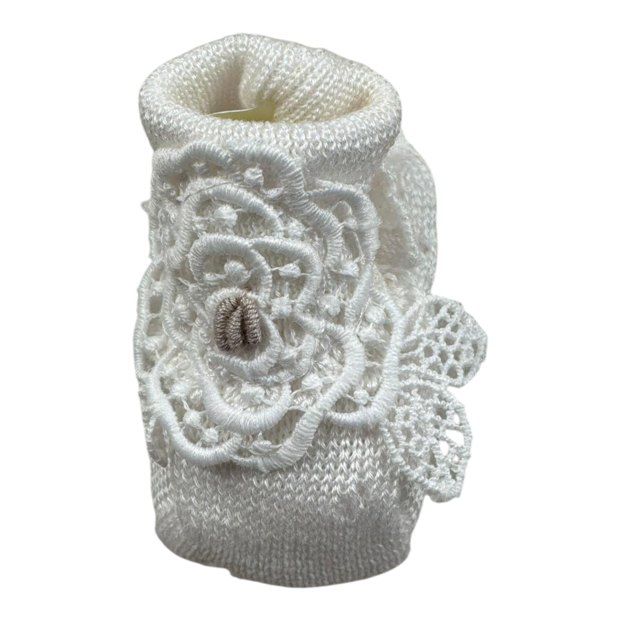 Marlu' Babbucce Tinta Unita con Ricami per Neonata BBCC PANNA MARLU' 