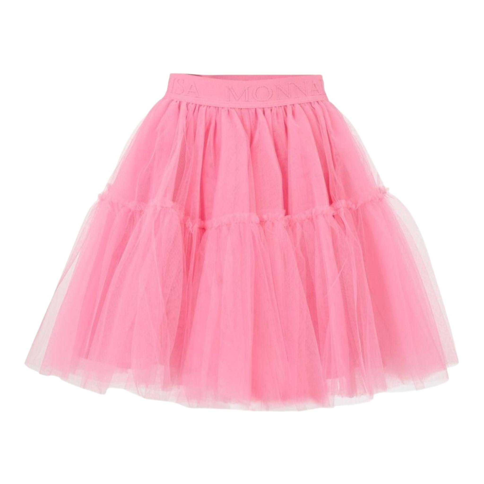 Monnalisa Gonna Tinta Unita con Tulle per Bambina 17CGON ROSA MONNALISA 