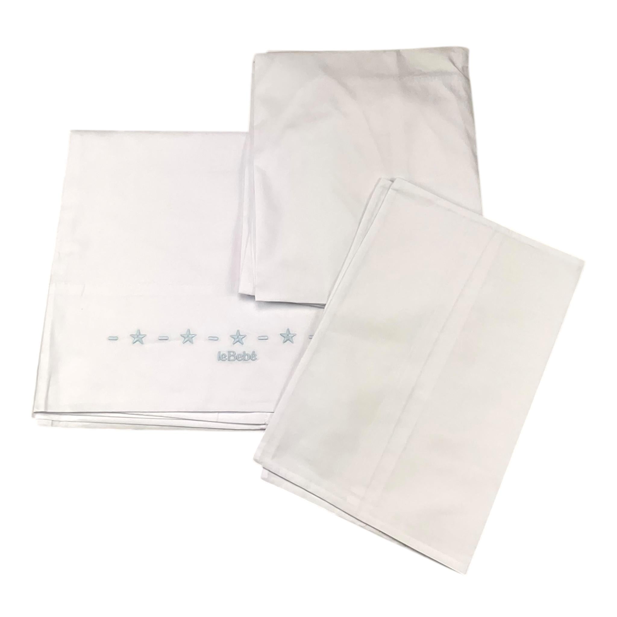 LE BEBE' set 3 pezzi lenzuola tinta unita cn ricami Bianco per Neonato LBB5070 BIANCO LE BEBE' 
