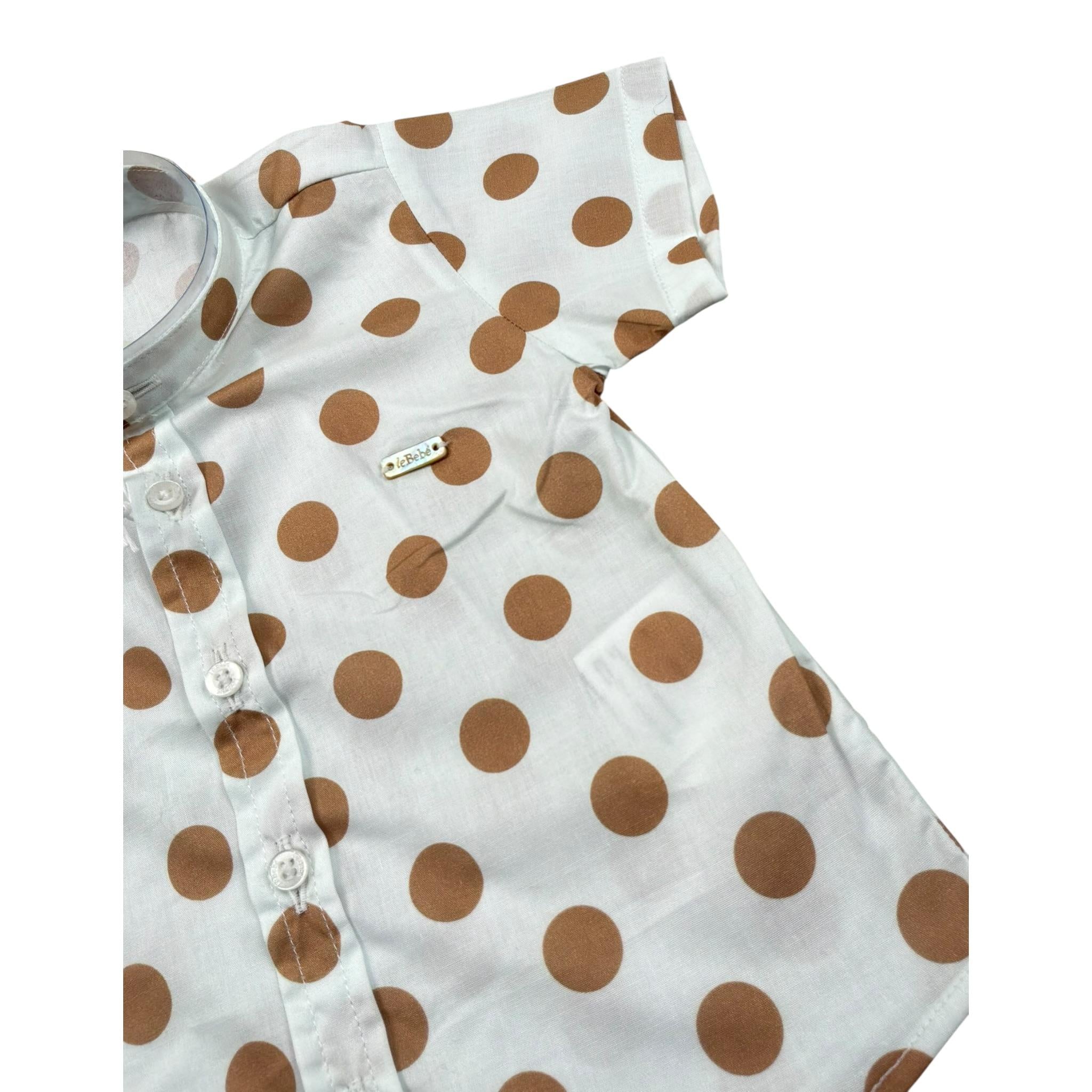 Le Bebe' Camicia Tinta Unita con Stampa A Pois per Neonato LBB4594 BIANCO LE BEBE' 