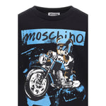 Moschino T-Shirt Girocollo tinta unita con Stampa Nero per Bambino HUM054 NERO MOSCHINO 