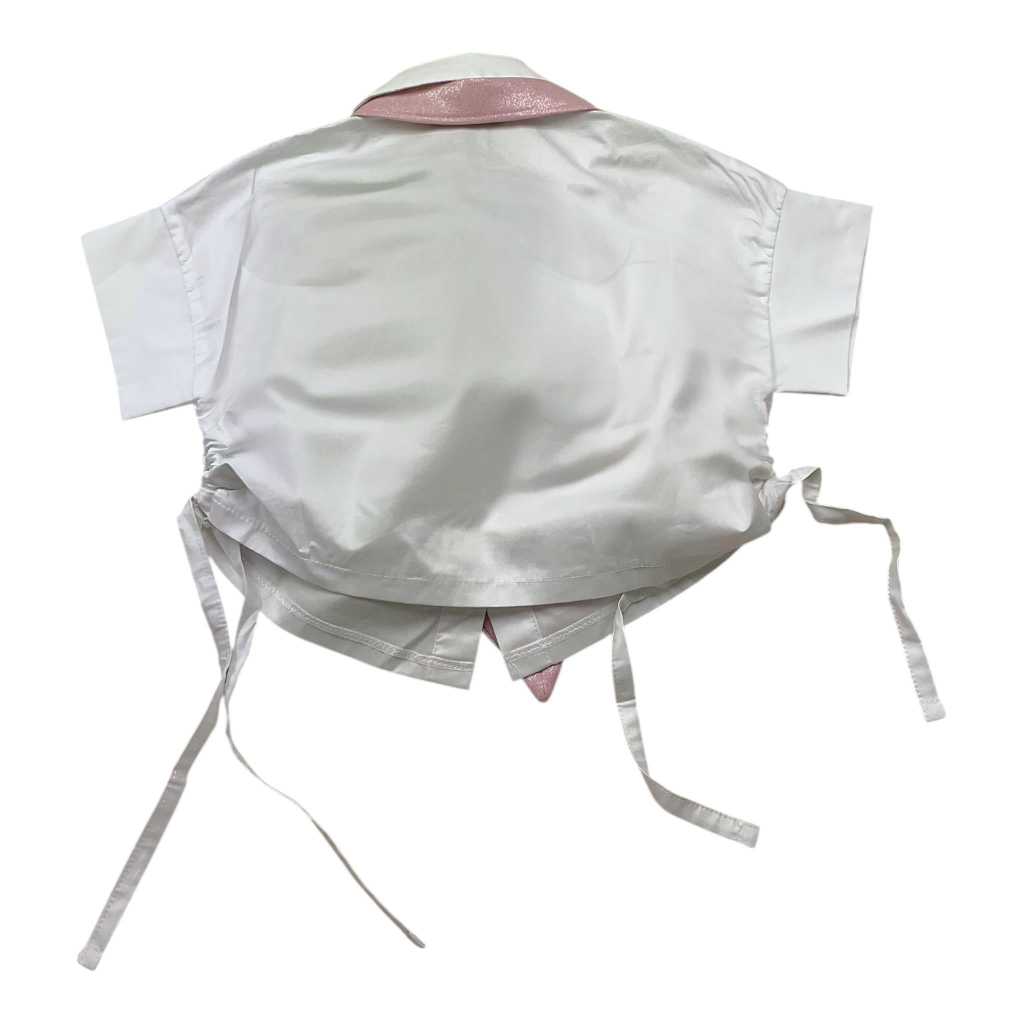 Fun & Fun Camicia Mezza Manica Tinta Unita con Cravatta per Neonata FBSH01365N BIANCO FUN & FUN 