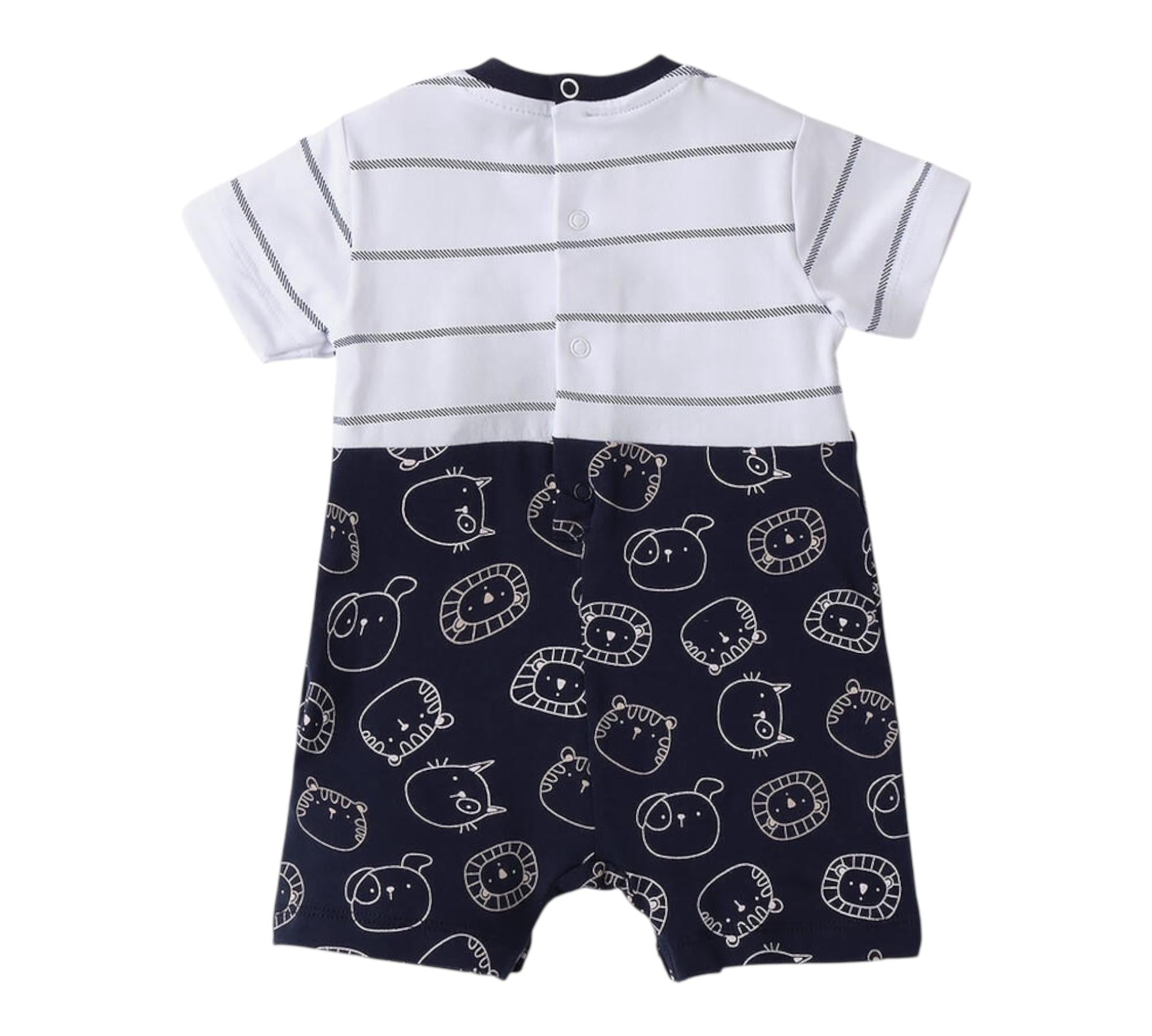 Minibanda Pagliaccetto Mezza Manica Finta T-Shirt per Neonato 3B687 BLU MINIBANDA 