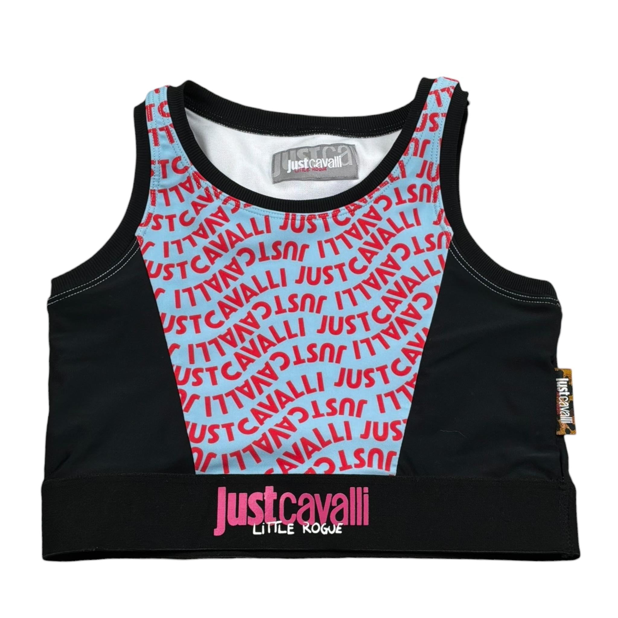 Just Cavalli Top Giromanica Stampa Fantasia Logo per Bambina JGP26246TO NERO JUST CAVALLI 