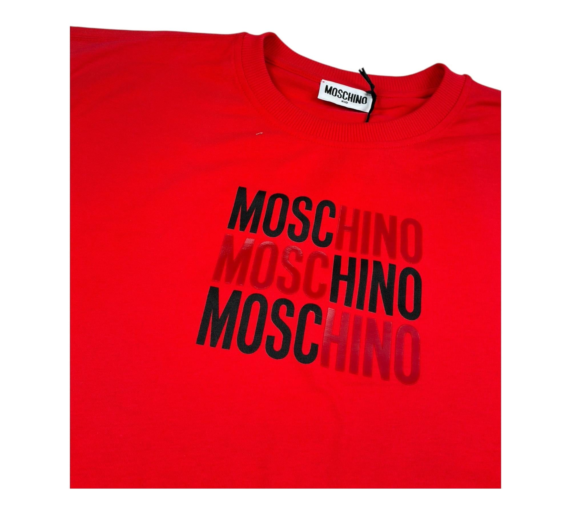 Moschino Abito Mezza Manica Tinta Unita con Stampa per Bambina HDV0HT ROSSO MOSCHINO 