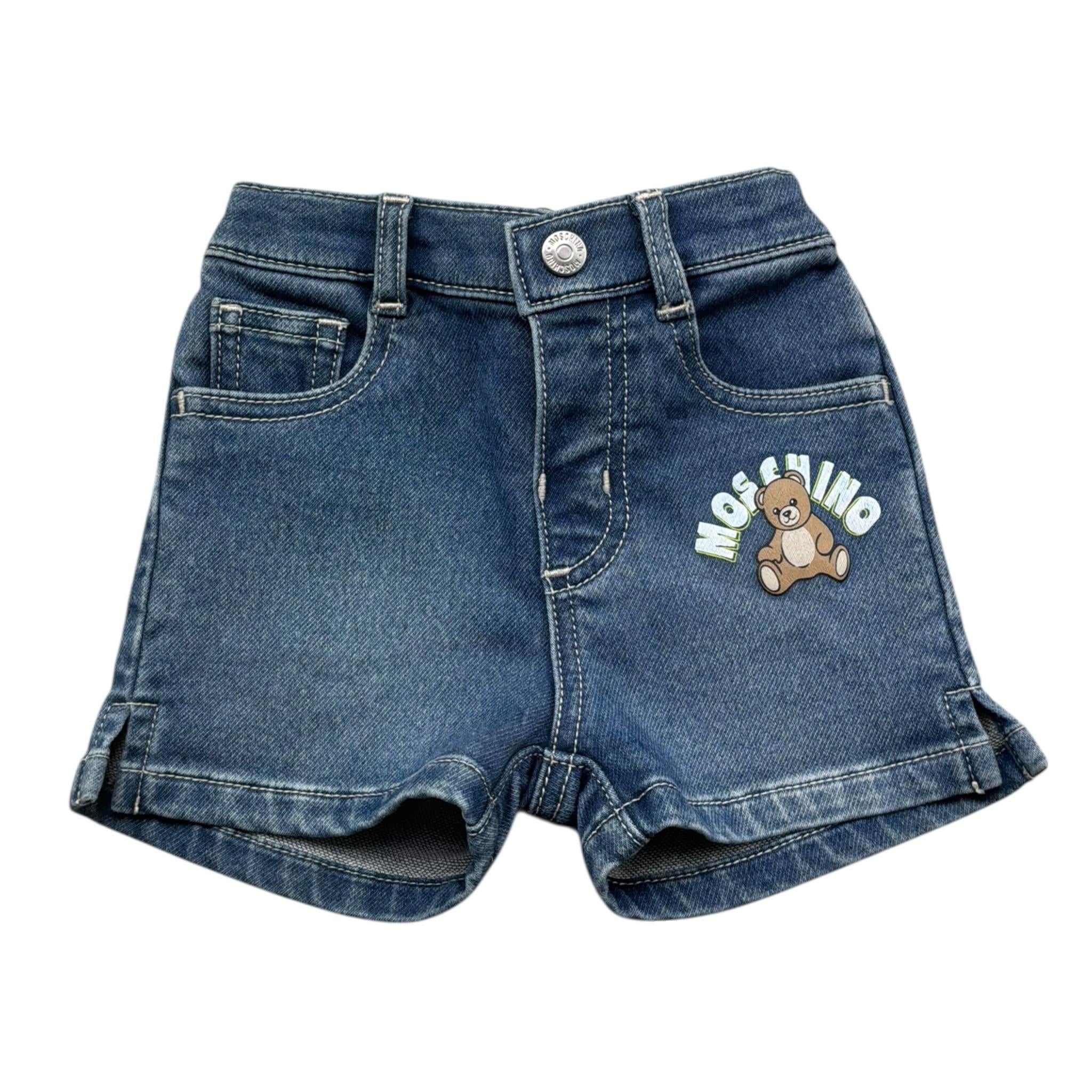 Moschino Short Tinta Unita In Denim per Neonata MUQ01P BLU MOSCHINO 