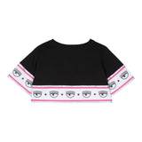 Chiara Ferragni T-Shirt Girocollo Tinta Unita Con Stampa Nero Per Bambina