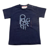 Cesare Paciotti T-Shirt Tinta Unita Girocollo Con Stampa Logo Blu Per Neonato