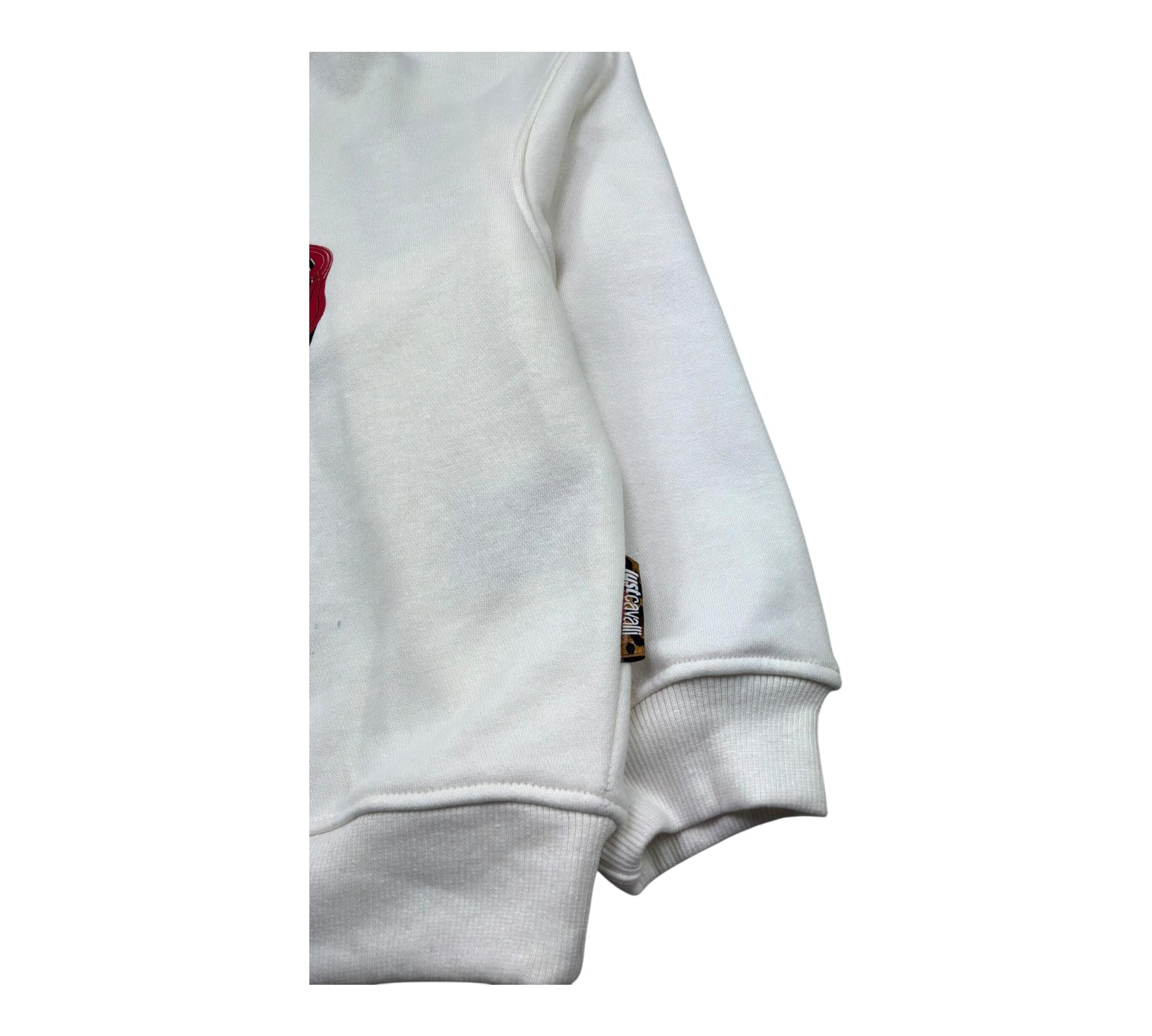 Just Cavalli Felpa Chiusa Girocollo Tinta Unita con Stampa per Bambino JBP26031FE PANNA JUST CAVALLI 