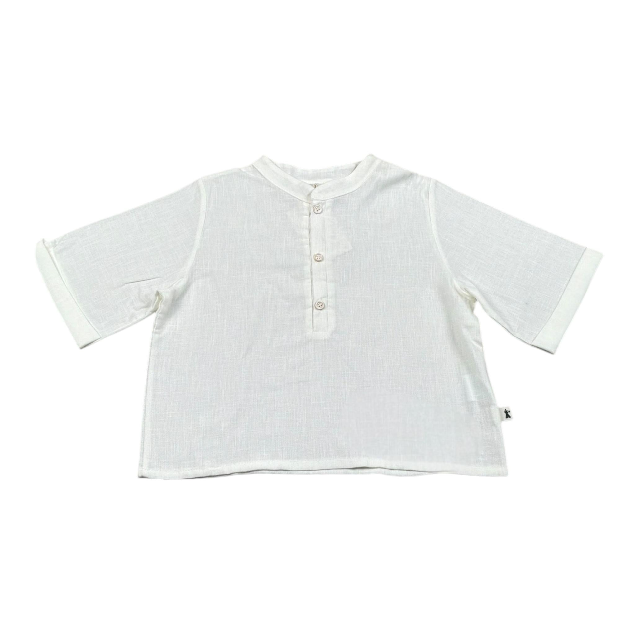 Petit Indi camicia Mezza Manica Girocollo Tinta Unita  per Bambino SS25BK7120X BIANCO PETIT INDI 