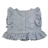 Please Camicia Giromanica Fantasia A Righe Bianco/Azzurro per Neonata