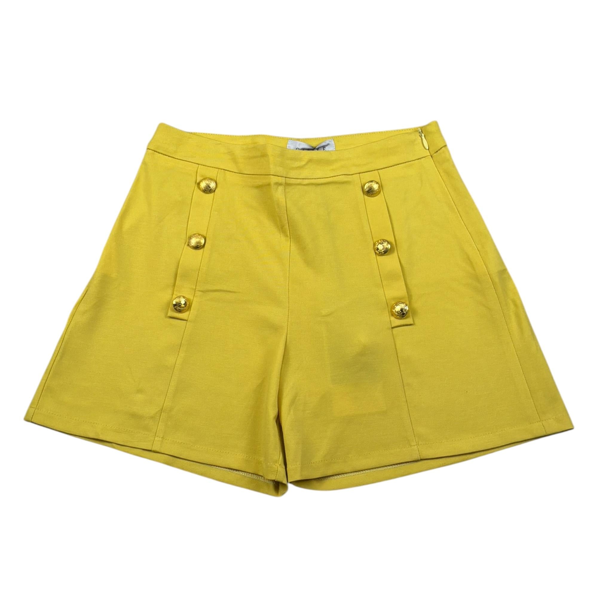 Gaelle Short Tinta Uinita con Bottoni Giallo per Bambina S00018 GIALLO GAELLE 