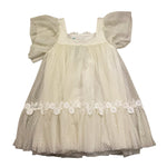 Abel & Lula Abito Mezza Manica Tinta Unita con Tulle per Bambina 5003 PANNA ABEL & LULA 