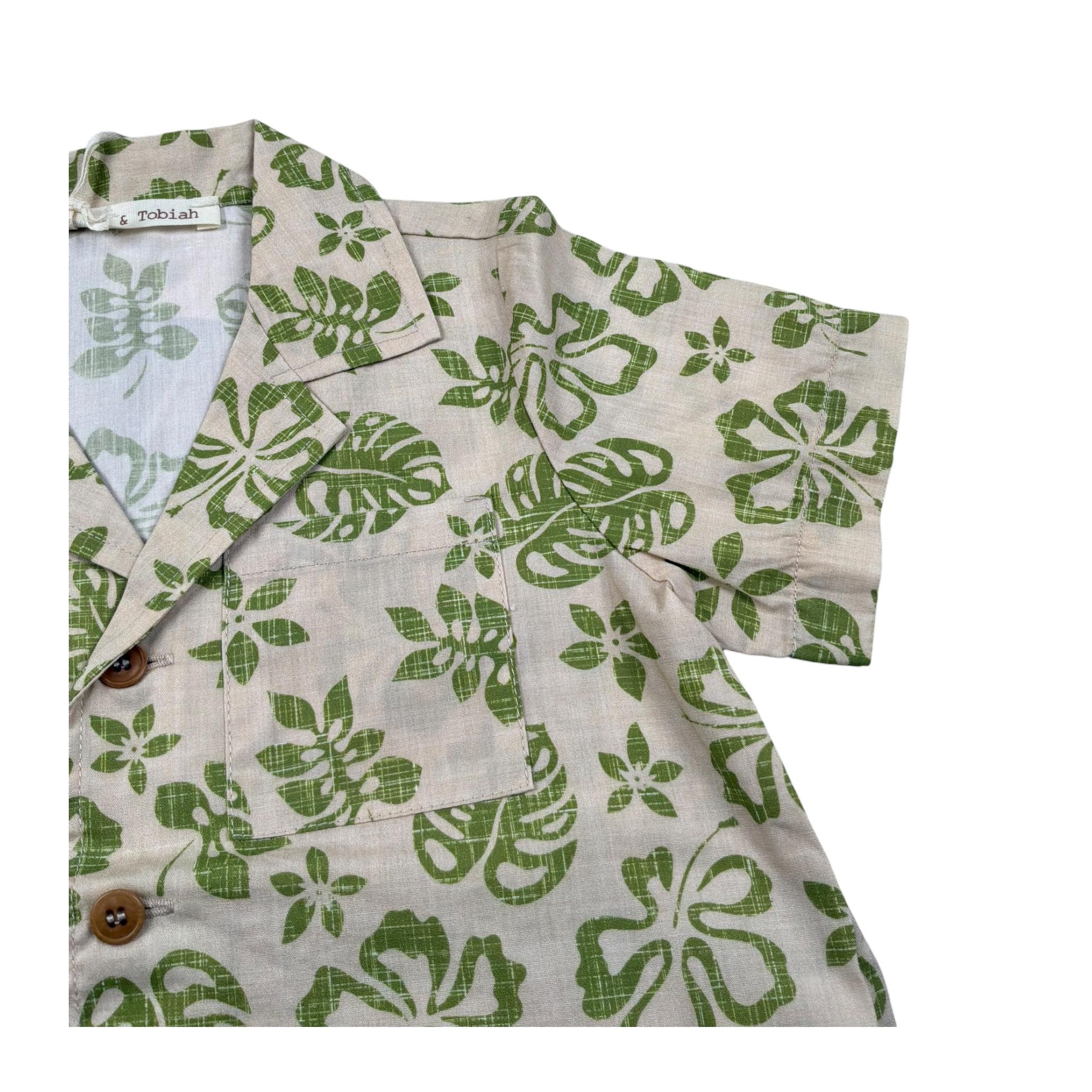 Zhoe & Tobiah Camicia Mezza Manica Tinta Unita Stampa Fantasia per Bambino WI1BJ BEIGE/VERDE ZHOE & TOBIAH 