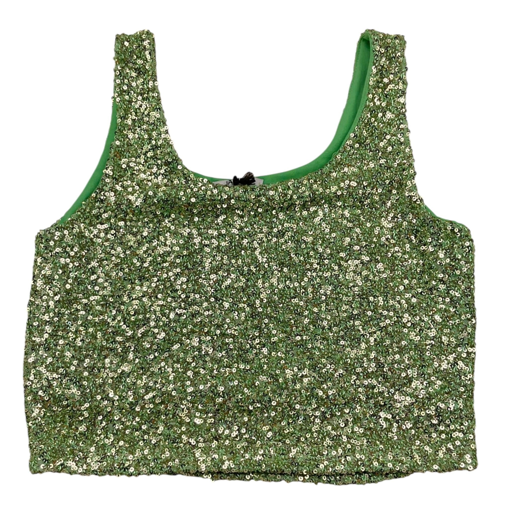Janice Top Tinta Unita con Paillettes per Bambina JN747R VERDE JANICE 