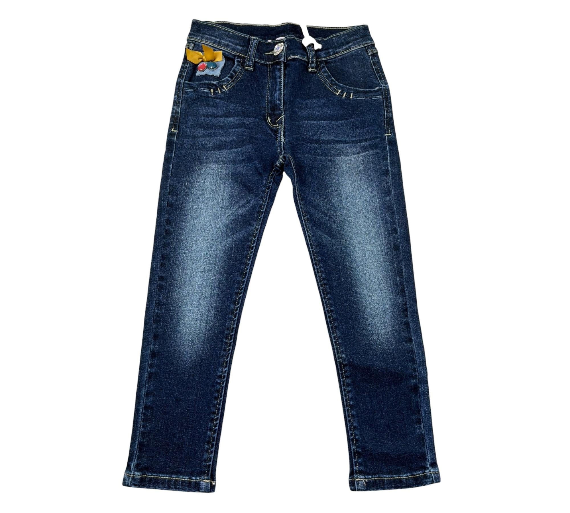 Monnalisa Jeans Tinta Unita con Girvita Regolabile per Bambina 194407R7 BLU MONNALISA 