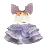 Miss Grant Completo Top Con Tulle-Gonna Bicolore Bianco/Lilla Per Neonata