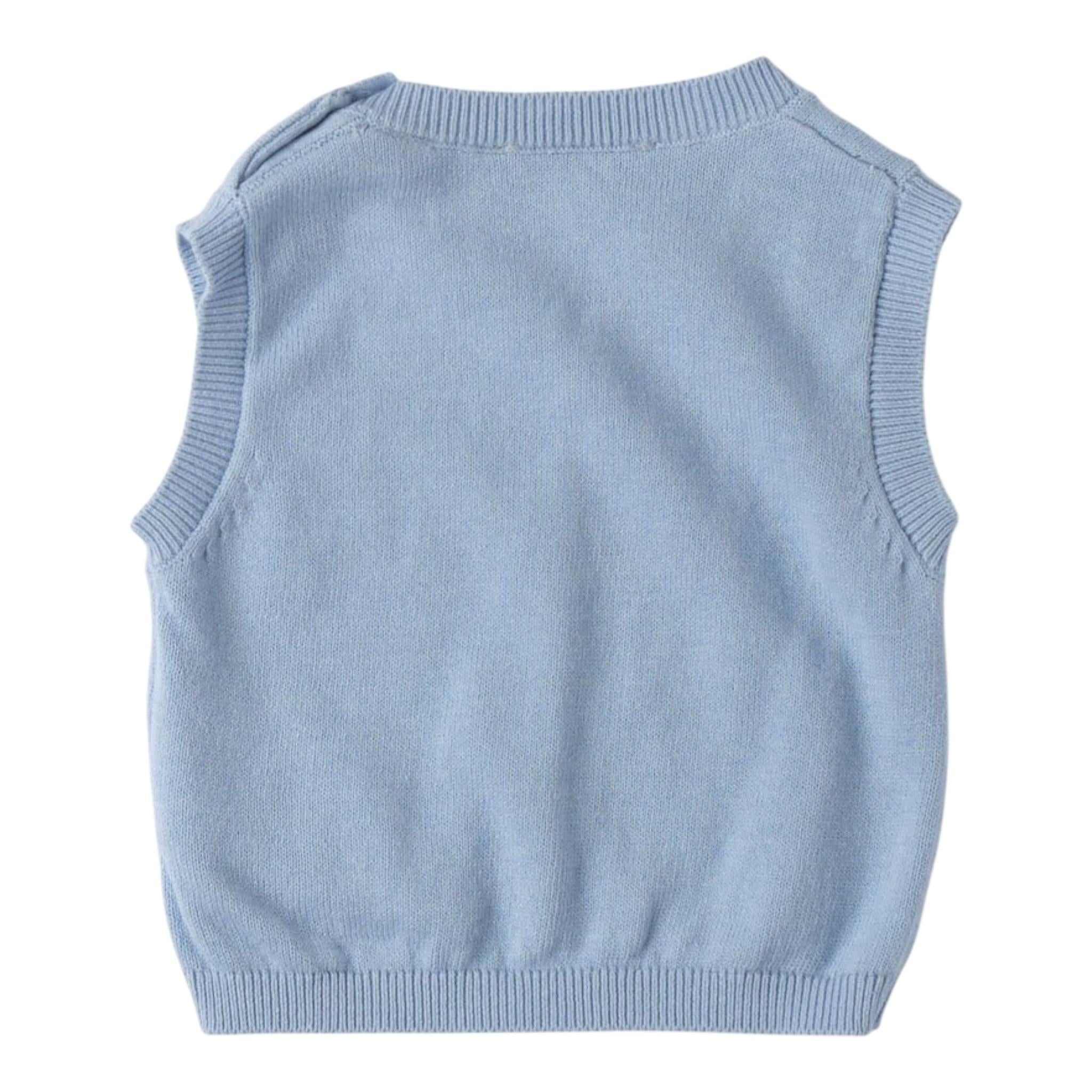 Mini Banda Gilet tinta unita Scollo A V Azzurro per Neonato 3B641X AZZURRO MINI BANDA 