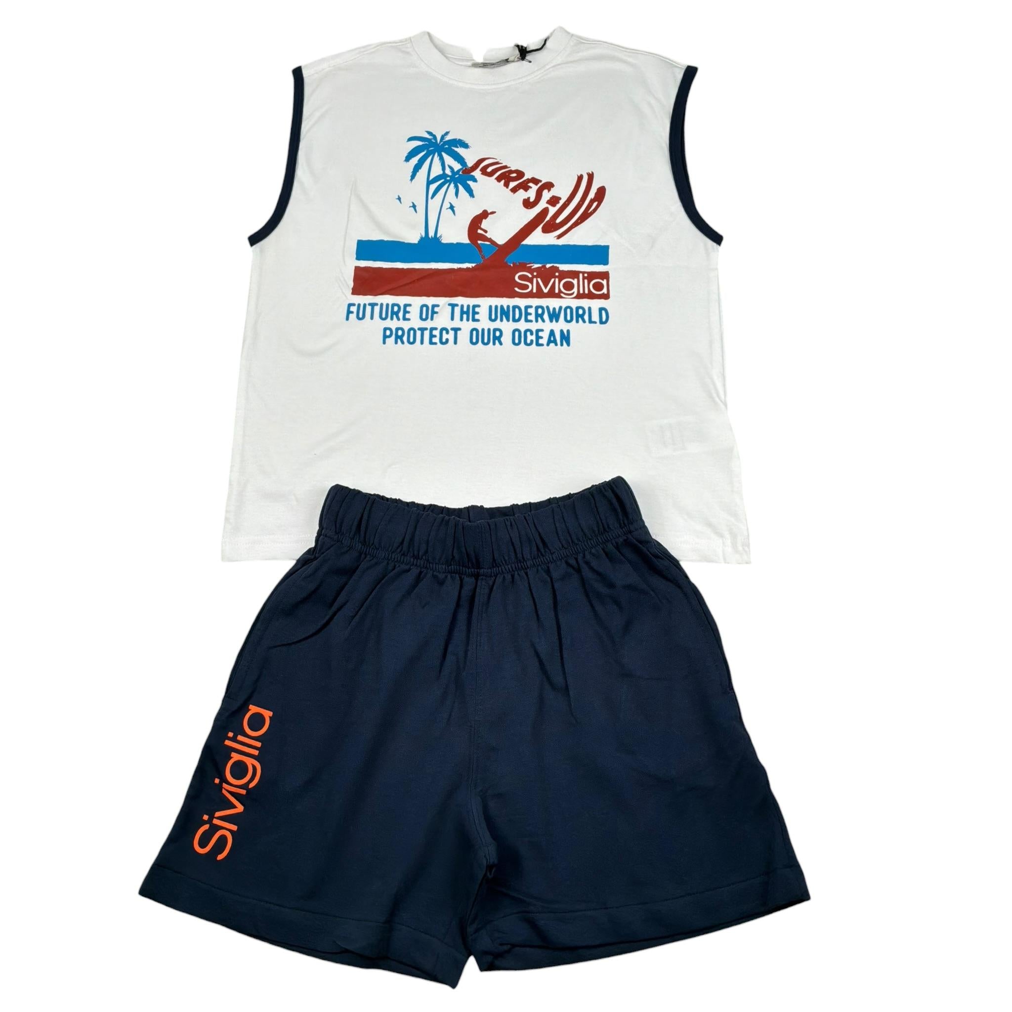 Siviglia Completo 2 Pezzi Canotta-Bermuda Bicolore per Bambino SVJCM17262 BIANCO/BLU SIVIGLIA 