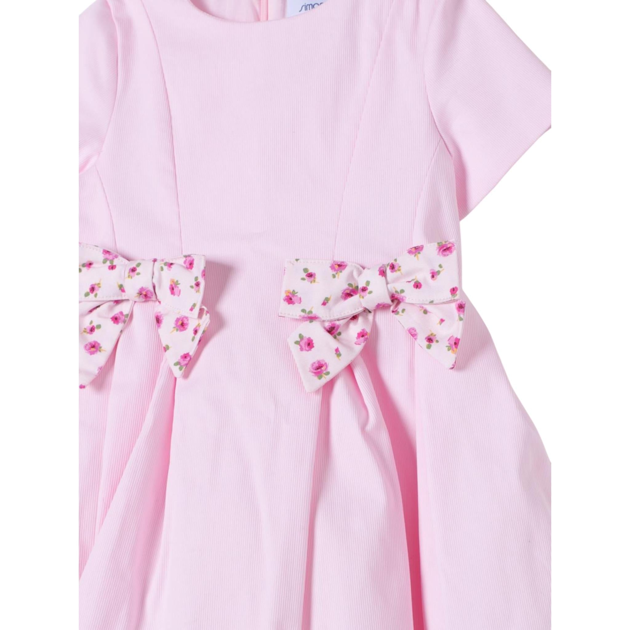 Simonetta Abito Giromanica Tinta Unita con Fiocchi per Neonata SU1041 ROSA SIMONETTA 