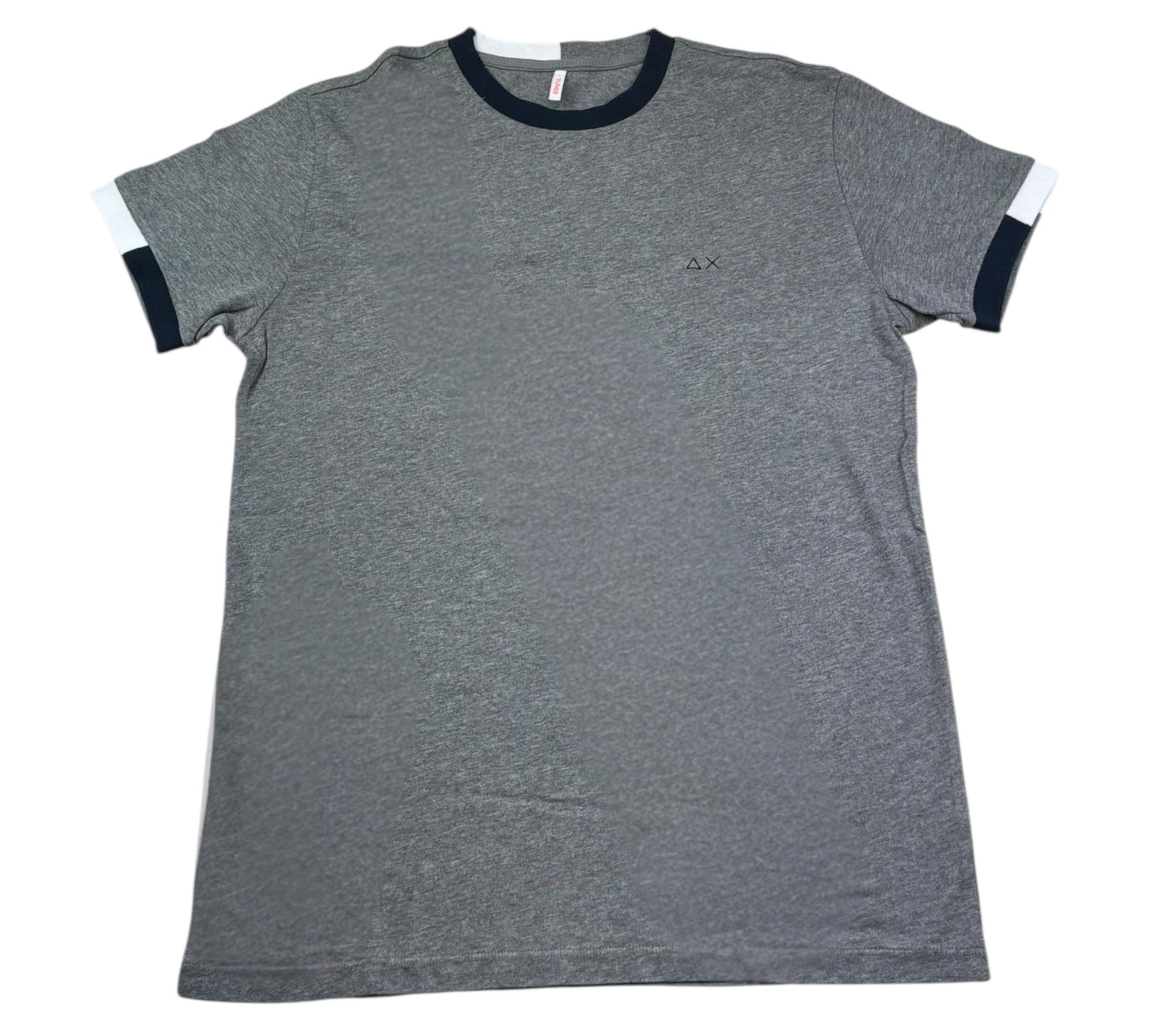 Sun68 T-Shirt Girocollo Tinta Unita con Logo per Bambino TSUNS GRIGIO SUN68 