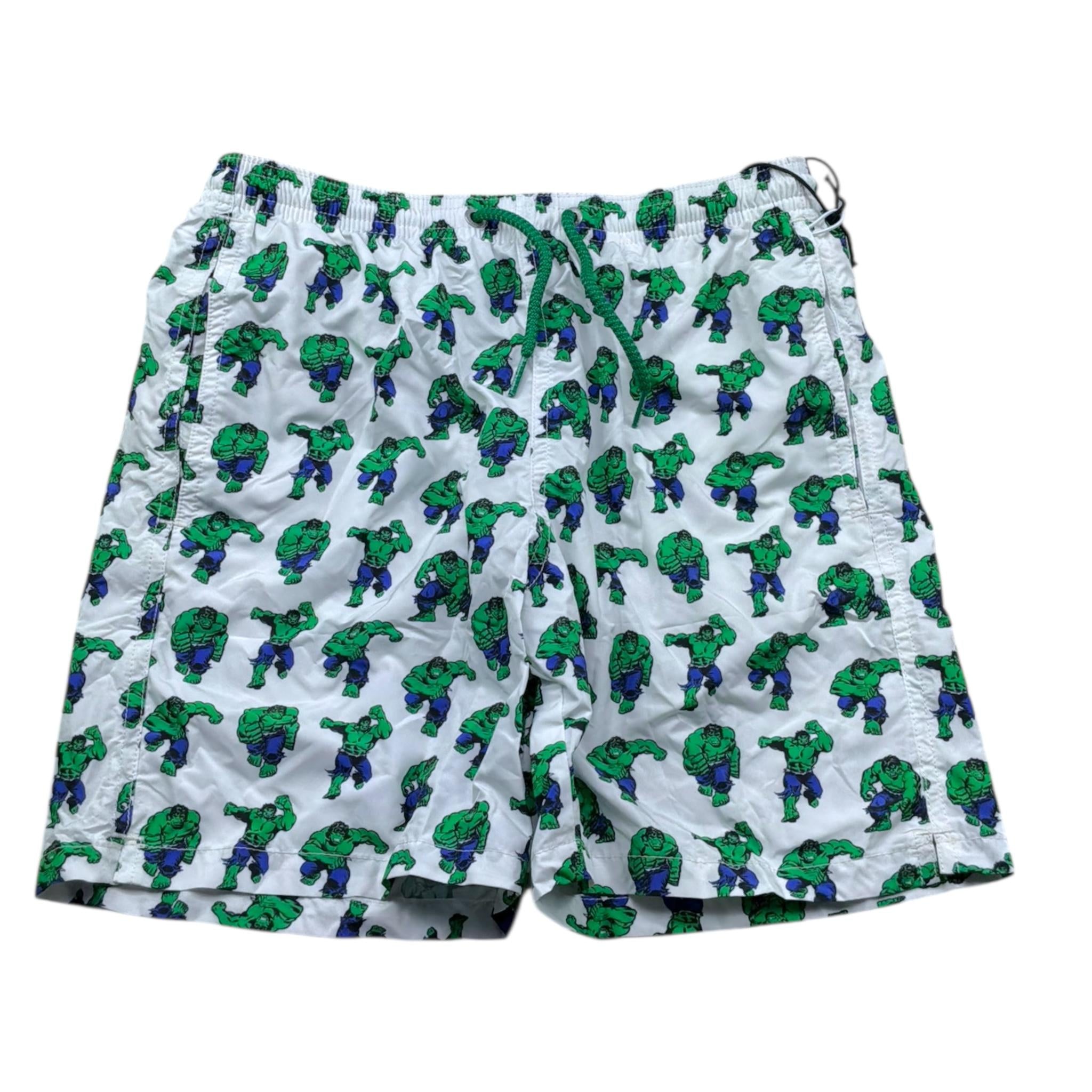 Saint Barth Costume Modello Boxer Tinta Unita con Stampa Hulk per Neonato HULK01N BIANCO SAINT BARTH 